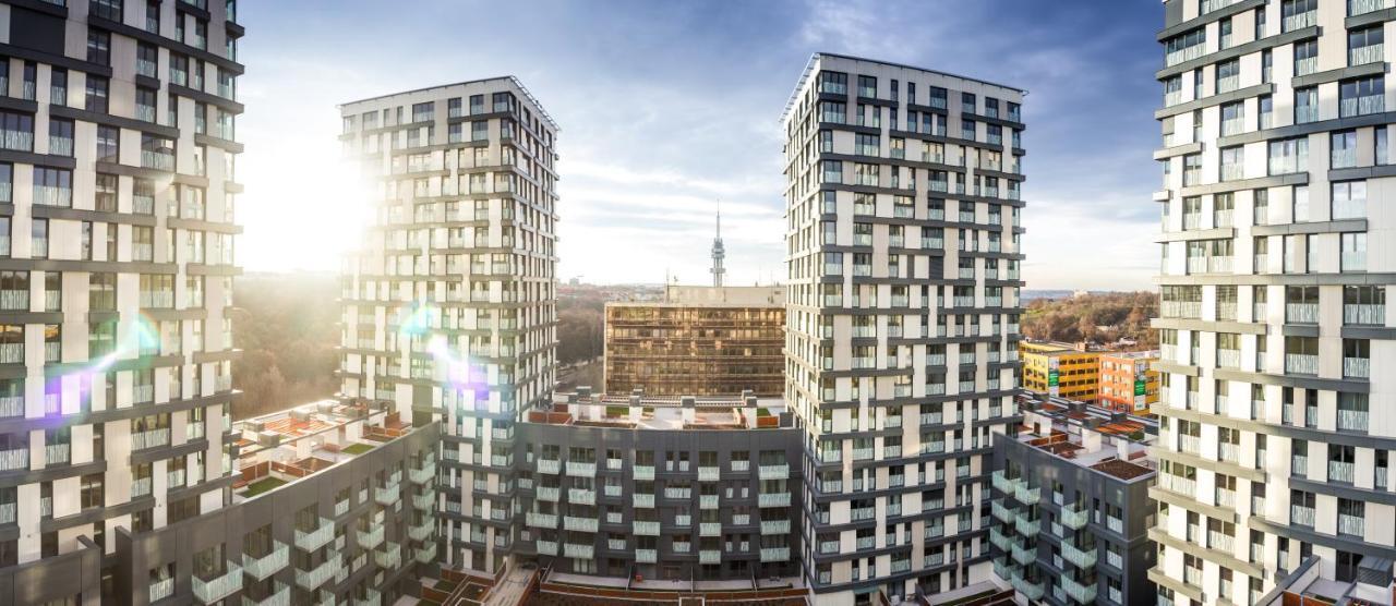 Prague Apartment In Residential Tower - Parking Exterior photo